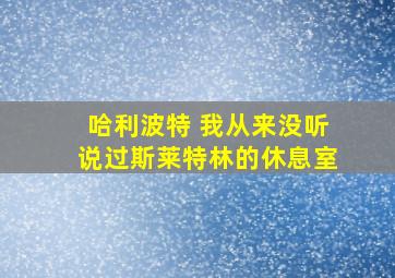 哈利波特 我从来没听说过斯莱特林的休息室